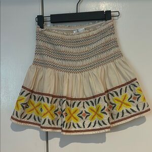 Zara Cream Skirt with Yellow and Black Floral Embroidery